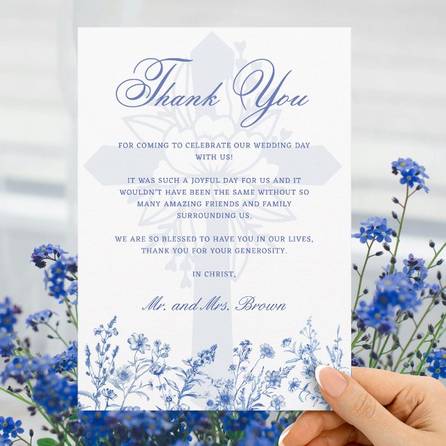 Tarjeta Agradecimiento de boda religiosa de flores silvest (Subido por el creador)