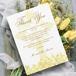 Tarjeta Agradecimiento de boda religiosa Mimosa Amarilla