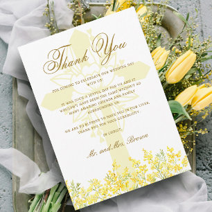 Tarjeta Agradecimiento de boda religiosa Mimosa Amarilla
