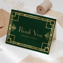 Agradecimiento de boda Vintage 1920s Deco Verde Or