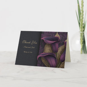 Tarjeta Agradecimiento de boda violeta floral oscuro tempe