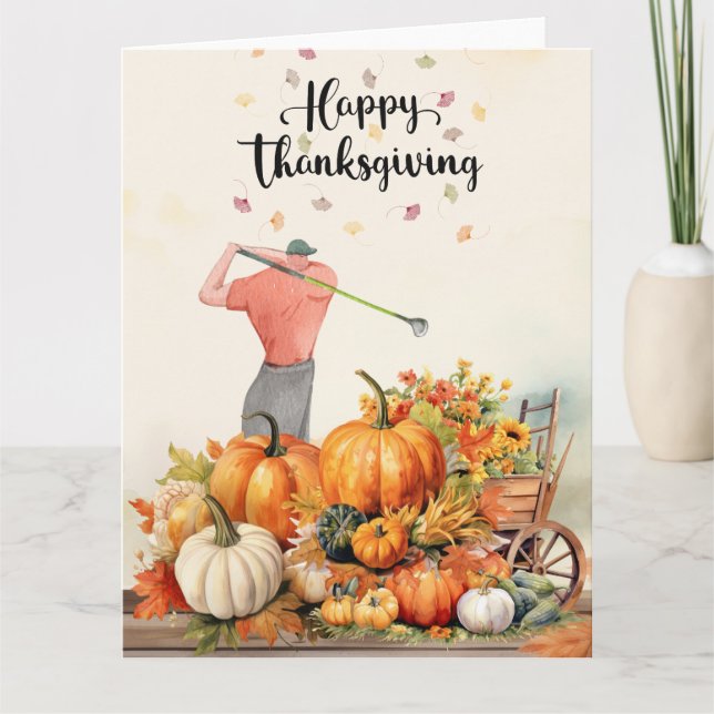 Tarjeta Agradecimiento de otoño a Golfer (Anverso)