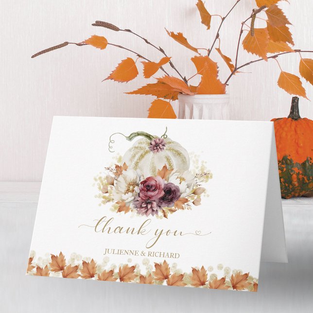 Tarjeta Agradecimiento Floral de Calabaza para Boda (Subido por el creador)