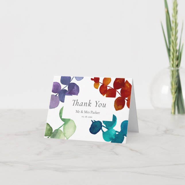 Tarjeta Agradecimiento Floral de Eucalipto del Bosque (Anverso)