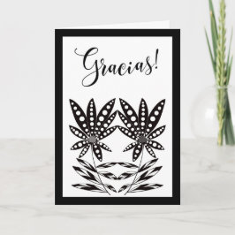 Tarjeta Agradecimiento Floral en Blanco y Negro - Gracias
