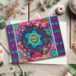 Tarjeta Agradecimiento Floral Personalizada Alegre Cute