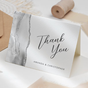 Tarjeta Agradecimiento gris plateado guión Boda Gracias