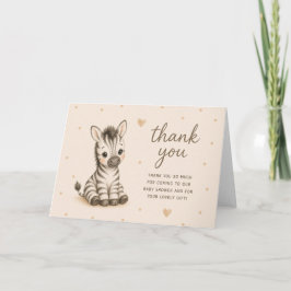 Tarjeta Agradecimiento para Baby Shower de Cría de Cebra