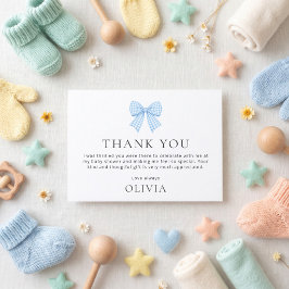 Tarjeta Agradecimiento para Baby Shower de Lazo de Gingham