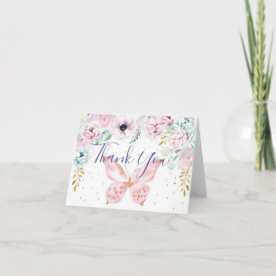 Tarjeta Agradecimiento para baby shower pastel floral y ma