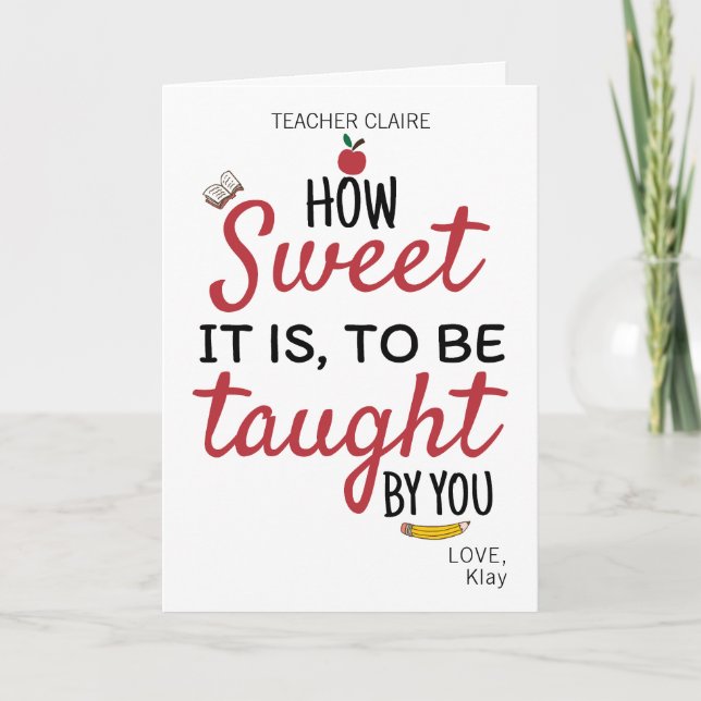 Tarjeta Agradecimiento personalizado a maestros de escuela (Anverso)