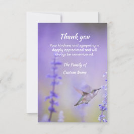 Tarjeta Agradecimiento Simpatía Colibrí Floral Lavanda