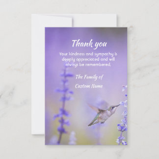 Tarjeta Agradecimiento Simpatía Colibrí Floral Lavanda