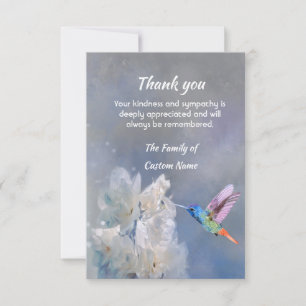 Tarjeta Agradecimiento Simpatía Colibrí Flores Blancas