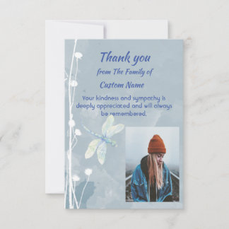 Tarjeta Agradecimiento Simpatía Libélula Arte Flor Blanca