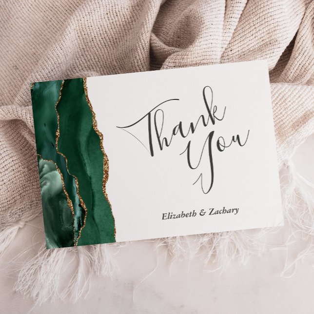 Tarjeta Agradecimientos de oro verde esmeralda Boda Flat (Subido por el creador)