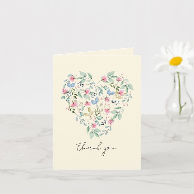 Tarjeta Agradecimientos del corazón de las flores silvestr (Planta pequeña)