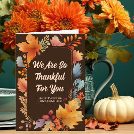 Tarjeta Agradecimientos por sus hojas de acción de gracias