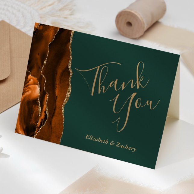 Tarjeta Agravar el oro Boda verde esmeralda de oro gracias (Subido por el creador)