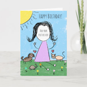 Tarjeta Agrega tu propia imagen   Figura de palitos Cumple