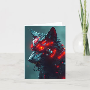 Tarjeta AGREGA TU PROPIO TEXTO Cyborg Wolf 