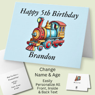 Tarjeta Agregar nombre Personalizar Tren de Vapor Niño Niñ