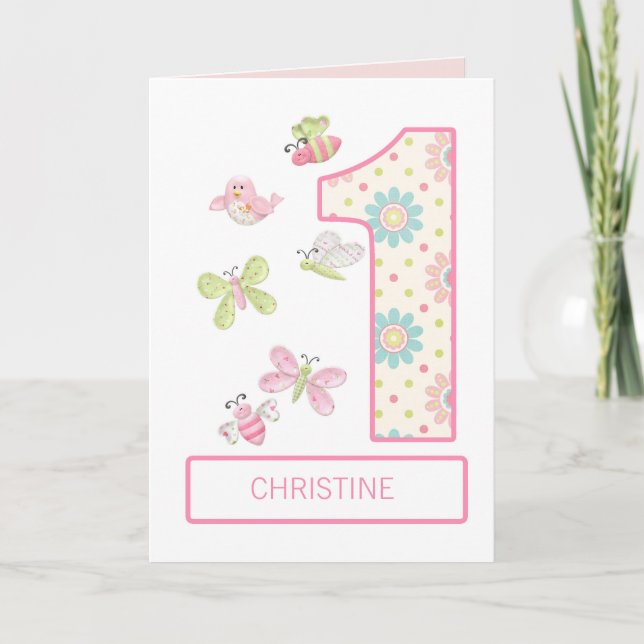 Tarjeta Agregar un nombre, primer cumpleaños con errores y (Anverso)