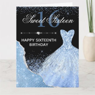 Tarjeta Agua azul claro Vestido dulce 16 cumpleaños