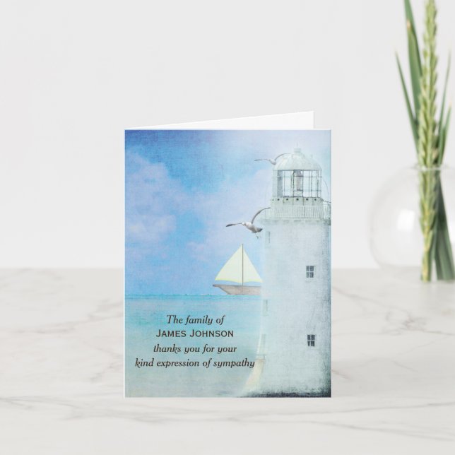 Tarjeta Agua blanca faro para la simpatía gracias (Anverso)