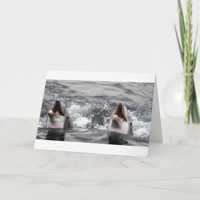 Tarjeta agua de la ola de delfines nado tropical Vida acuá (Anverso)