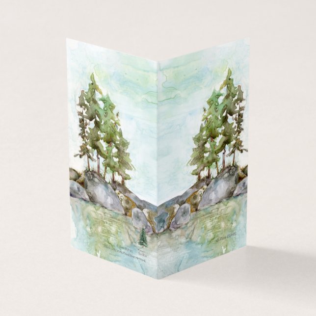 Tarjeta Agua de pinos y rocas acuáticas de BWCAW, MN (Exterior)