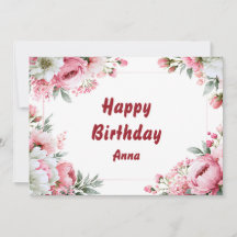 Agua de Rosa Rosa Acuarela Cumpleaños Personalizad