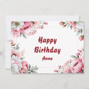 Tarjeta Agua de Rosa Rosa Acuarela Cumpleaños Personalizad