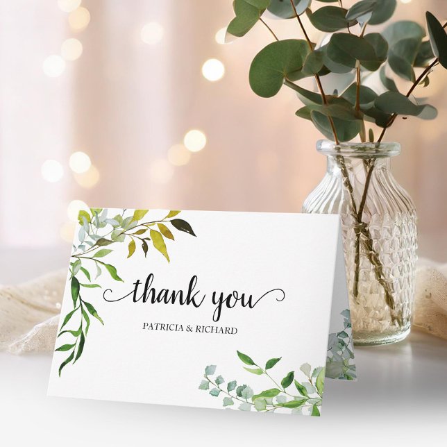 Tarjeta Agua Elegante Verdor Boda Gracias (Subido por el creador)