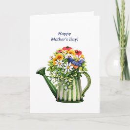 Tarjeta Agua puede y Flores Día de las Madres