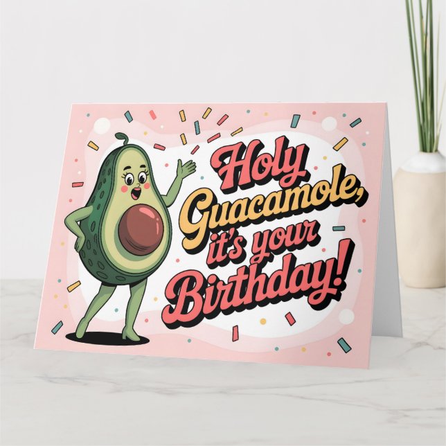 Tarjeta Aguacate y "Santo Guacamole, es tu Cumpleaños" (Anverso)