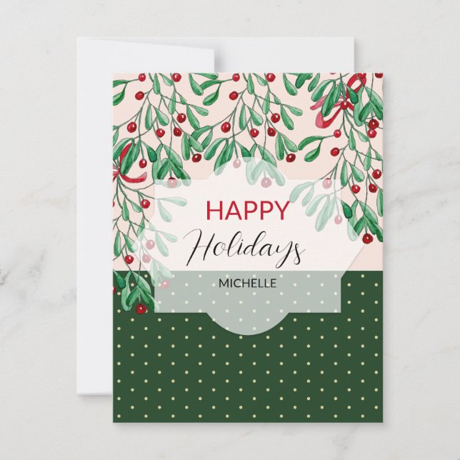 Tarjeta Aguamarina moderna Boho Muérdago Fiesta (Anverso)