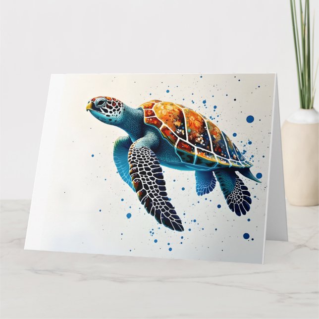 Tarjeta Aguas tranquilas: Celebran tortugas marinas con el (Anverso)