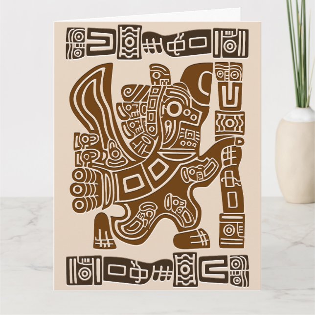 Tarjeta Águila azteca guerrera arte tribal antiguo (Anverso)