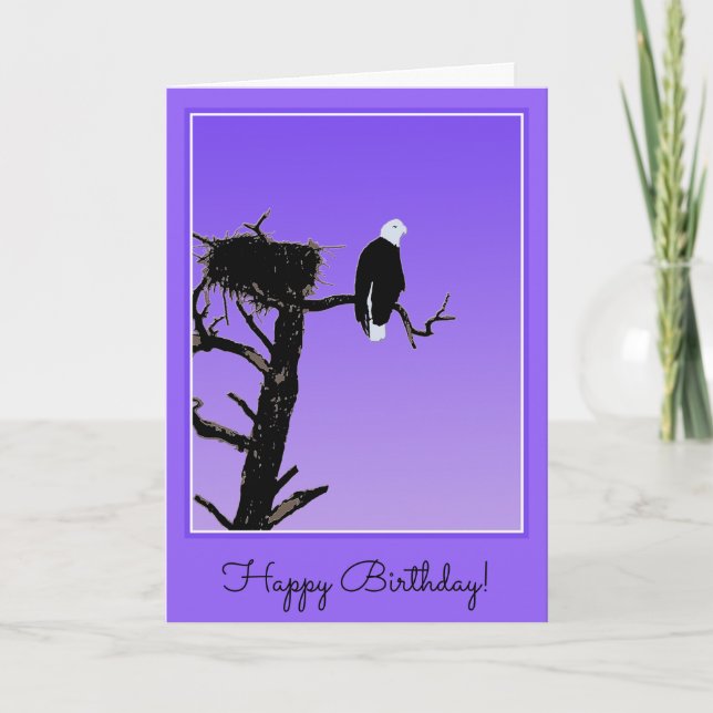 Tarjeta Águila calva al atardecer - Original Arte de Vida  (Anverso)