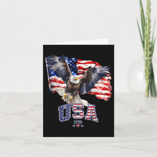 Tarjeta Águila calva americana majestuosa con bandera de E