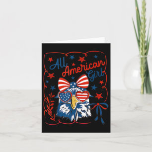 Tarjeta Águila Calva Coqueta Lazo Chica Americana Feliz 4t
