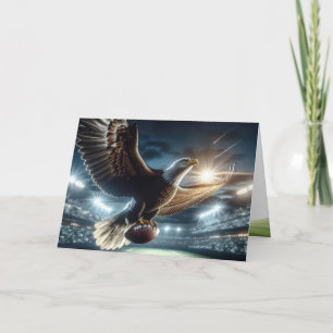 Tarjeta Águila calva de cumpleaños con fútbol