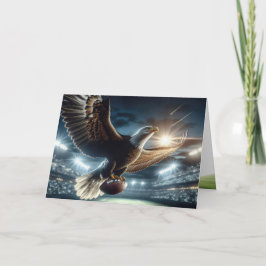 Tarjeta Águila calva de cumpleaños con fútbol