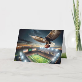Tarjeta Águila calva de cumpleaños con fútbol
