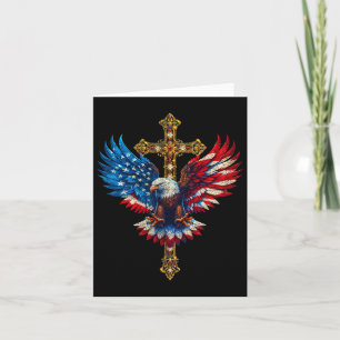 Tarjeta Águila calva Fe cristiana Ctoss bandera de EE. UU.