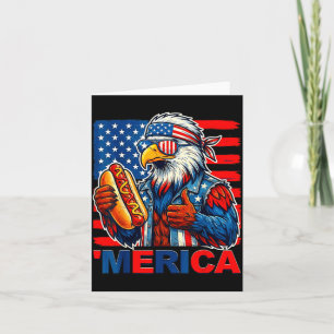 Tarjeta Águila calva hotdog bandera americana divertida 4