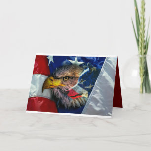 Tarjeta Águila calva lobo bandera americana