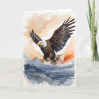 Águila calva volando sobre el océano en blanco