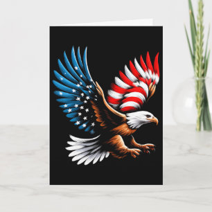 Tarjeta Águila Calva y Bandera Americana Patriótica 4 de J
